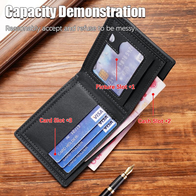 Men Watch + Wallet + Ring Set Male Wrist Watch Short Wallet Black Agate Ring Set Quartz Watch Horizontal Alloy Ring Set