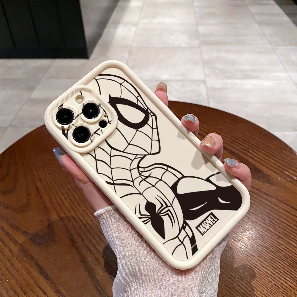 for iPhone 15 Pro Max 14 Plus 13 12 11 XR 8 7 SE 2022 XS Spider Iron Man Full Protective Phone Case Anti Drop Cover