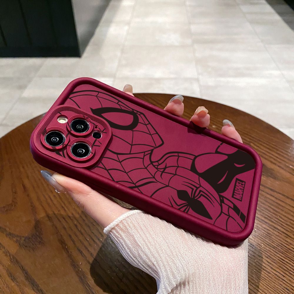 for iPhone 15 Pro Max 14 Plus 13 12 11 XR 8 7 SE 2022 XS Spider Iron Man Full Protective Phone Case Anti Drop Cover