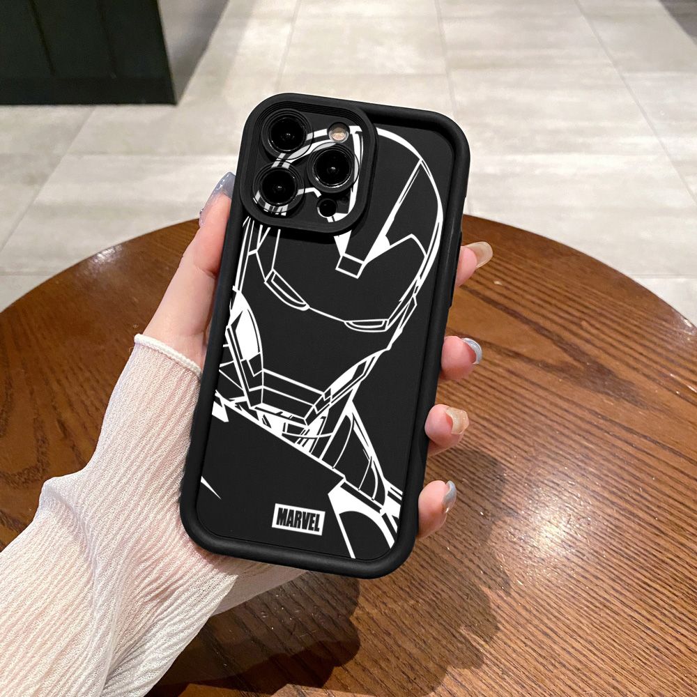 for iPhone 15 Pro Max 14 Plus 13 12 11 XR 8 7 SE 2022 XS Spider Iron Man Full Protective Phone Case Anti Drop Cover
