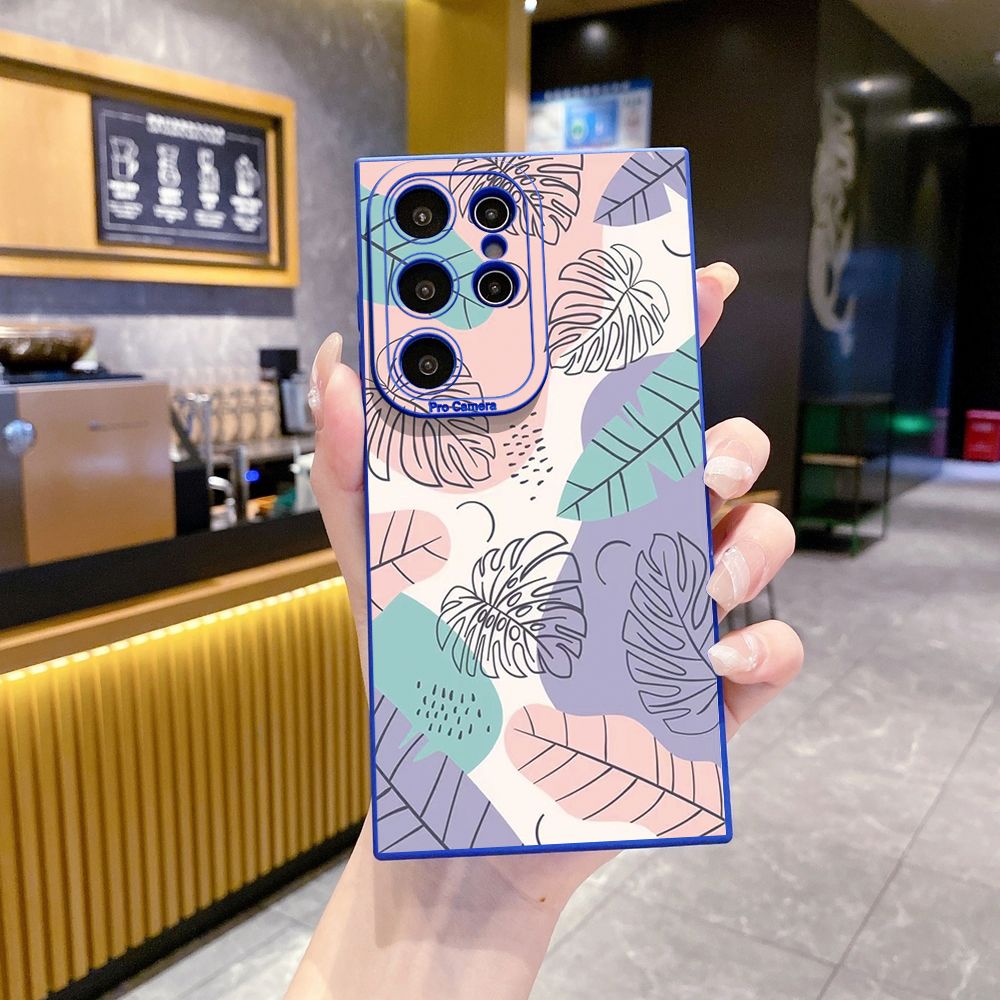 for Samsung Galaxy A15 A05 A35 A55 A04E A14 A24 A34 A54 A33 A53 A73 5G A32 A52S A72 A31 A51 A71 A11 A50 A03S Luxury Leaves Full Protective Case Anti Drop Cover
