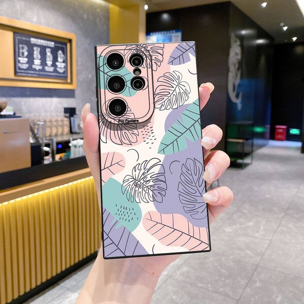 for Samsung Galaxy A15 A05 A35 A55 A04E A14 A24 A34 A54 A33 A53 A73 5G A32 A52S A72 A31 A51 A71 A11 A50 A03S Luxury Leaves Full Protective Case Anti Drop Cover