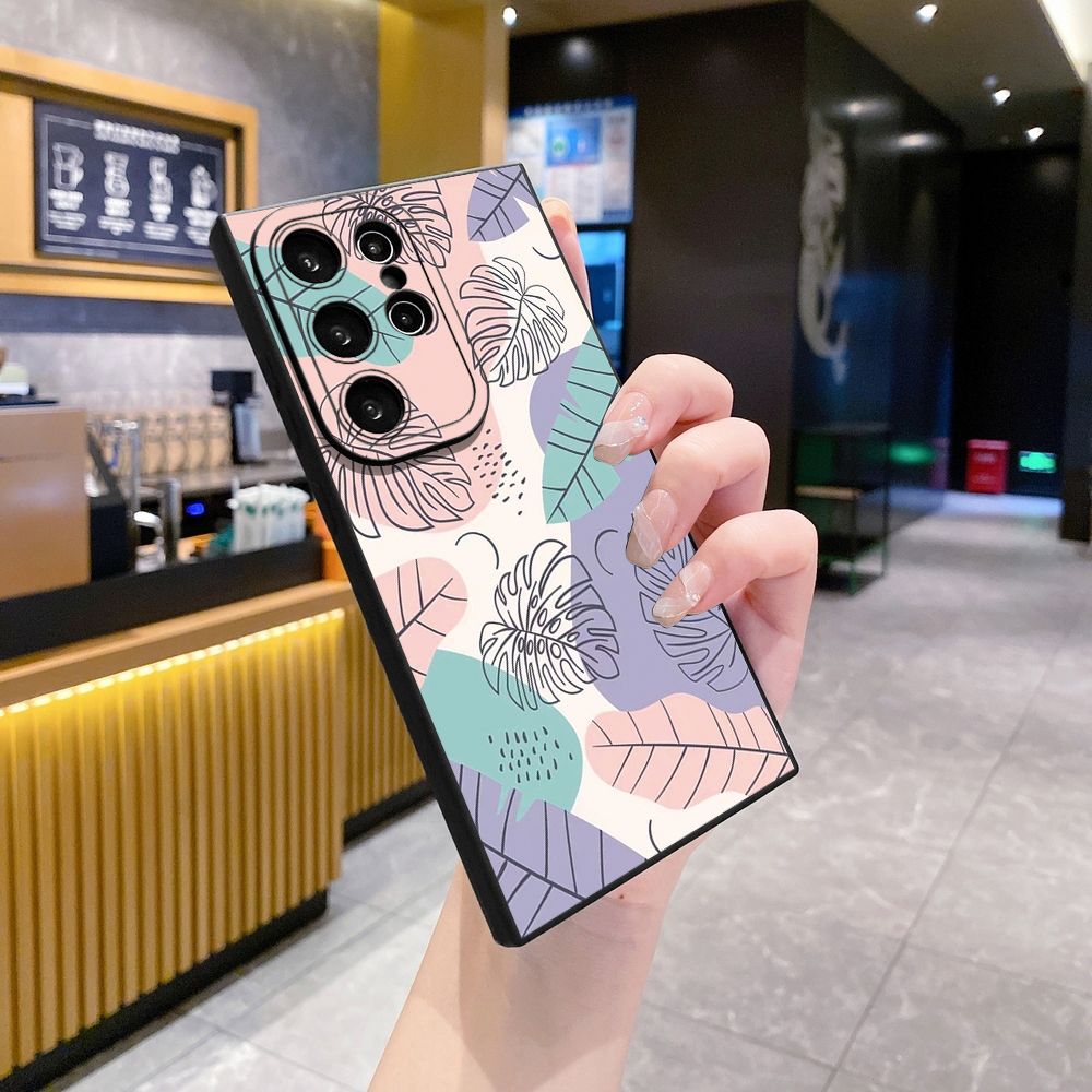 for Samsung Galaxy A15 A05 A35 A55 A04E A14 A24 A34 A54 A33 A53 A73 5G A32 A52S A72 A31 A51 A71 A11 A50 A03S Luxury Leaves Full Protective Case Anti Drop Cover