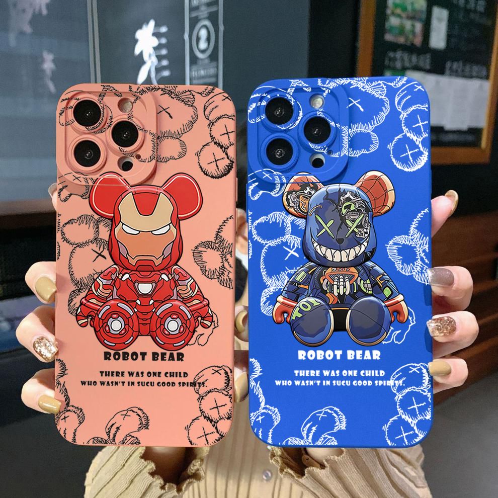 for Samsung Galaxy A15 A05 A35 A55 A04E A14 A24 A34 A54 A33 A53 A73 5G A32 A52S A72 A31 A51 A71 A11 A50 A03S Funny Cool Bear Full Protective Case Anti Drop Cover
