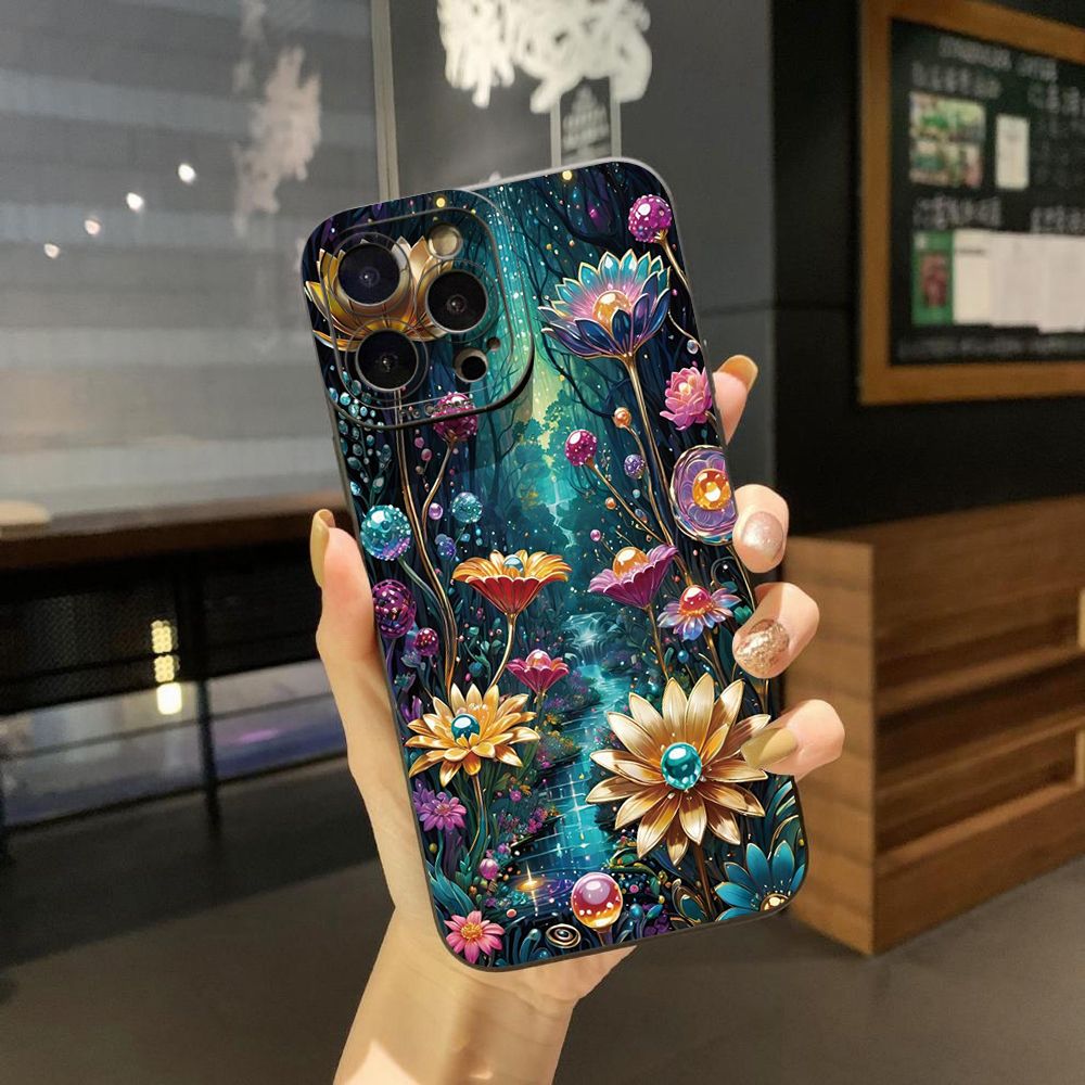 for Samsung Galaxy A15 A05 A35 A55 A04E A14 A24 A34 A54 A33 A53 A73 5G A32 A52S A72 A31 A51 A71 A11 A50 A03S Luxury Golden Flower Full Protective Phone Case Anti Drop Cover