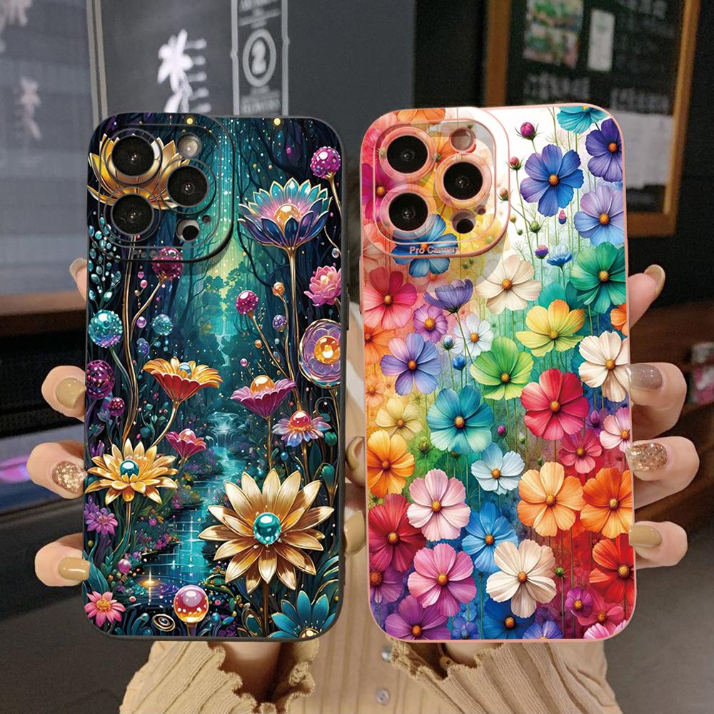 for Xiaomi Redmi Note 13 12 Pro 5G 12S 11S 13C A1 10 Pro 4G 10S Redmi 10C 9C 9S A2 Luxury Golden Flower Full Protective Phone Case Anti Drop Cover
