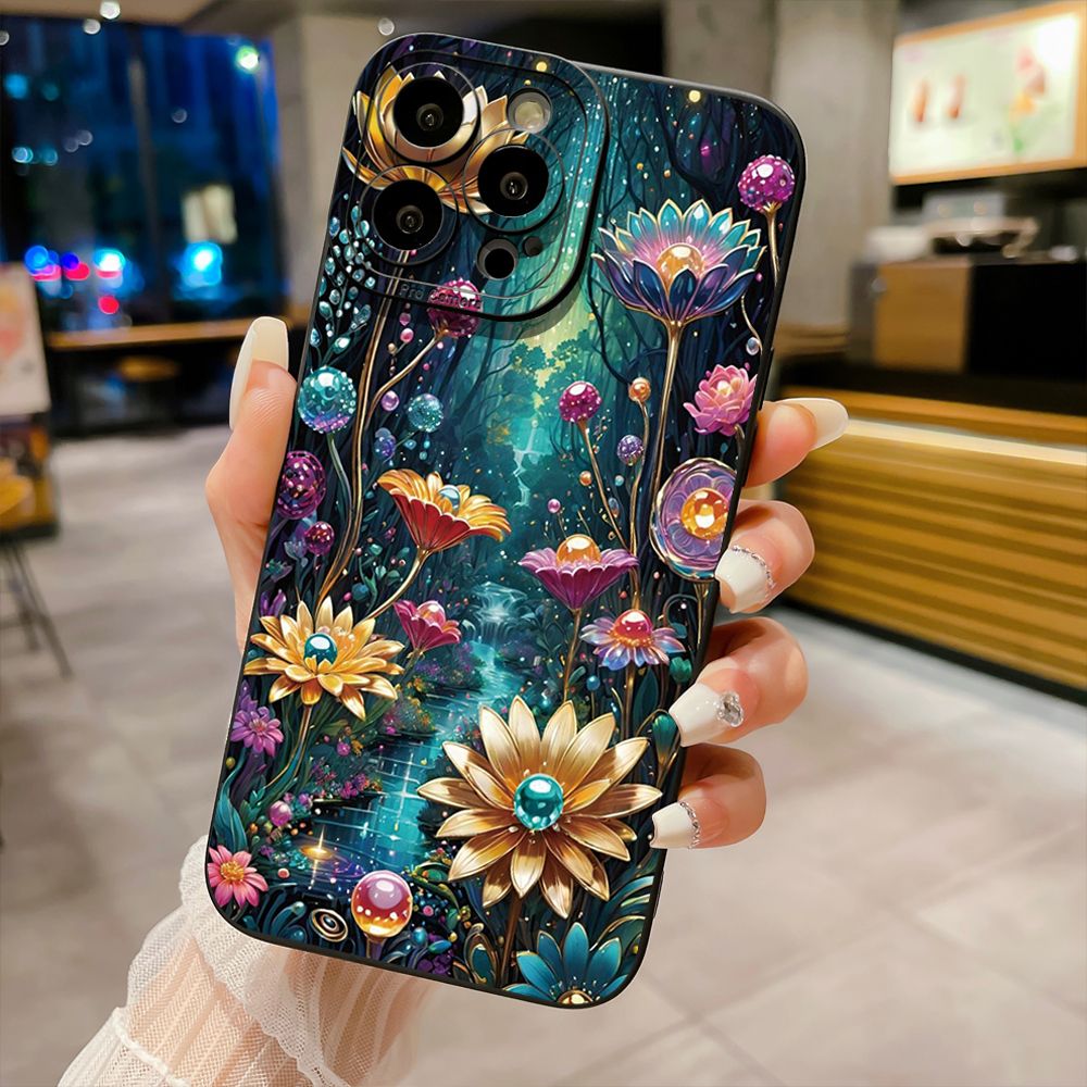 for Xiaomi Redmi Note 13 12 Pro 5G 12S 11S 13C A1 10 Pro 4G 10S Redmi 10C 9C 9S A2 Luxury Golden Flower Full Protective Phone Case Anti Drop Cover