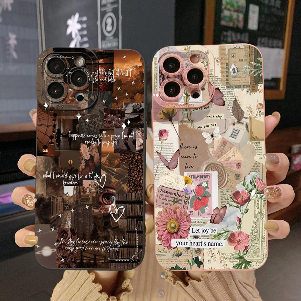 for Infinix Hot 40i 40 Pro Note 12 G96 Note 30 Hot 20 Play 20S 12i 30i 20i 10S 11 10 Play 11S 10i Smart 7 6 HD X6511 X657B X6512 Zero 30 Vintage Flower Art Town Butterfly Phone Case Anti Drop Cover