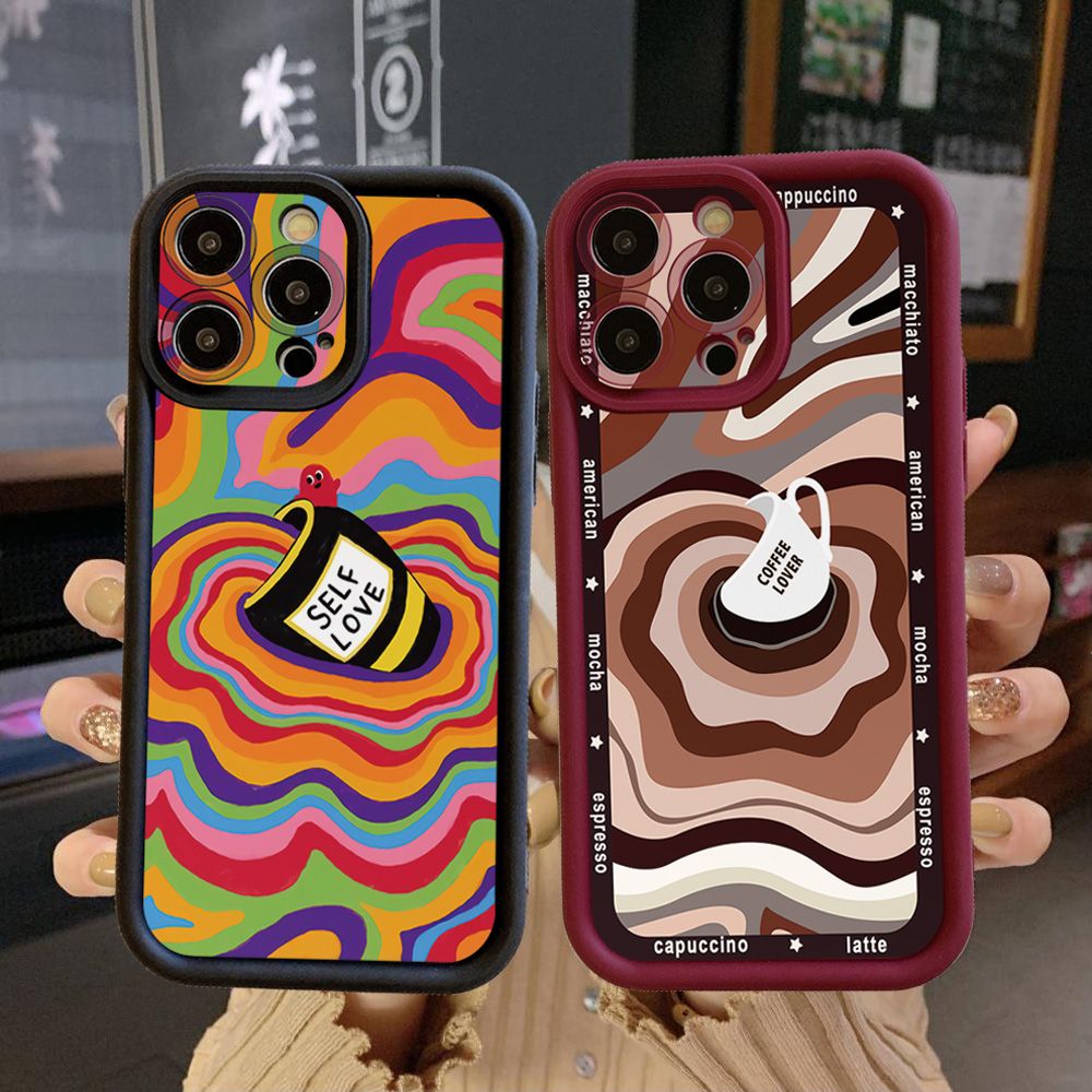 for iPhone 15 Pro Max 14 Plus 13 12 11 XR 8 7 SE 2022 XS Liquid Coffe Full Protective Phone Case Anti Drop Cover
