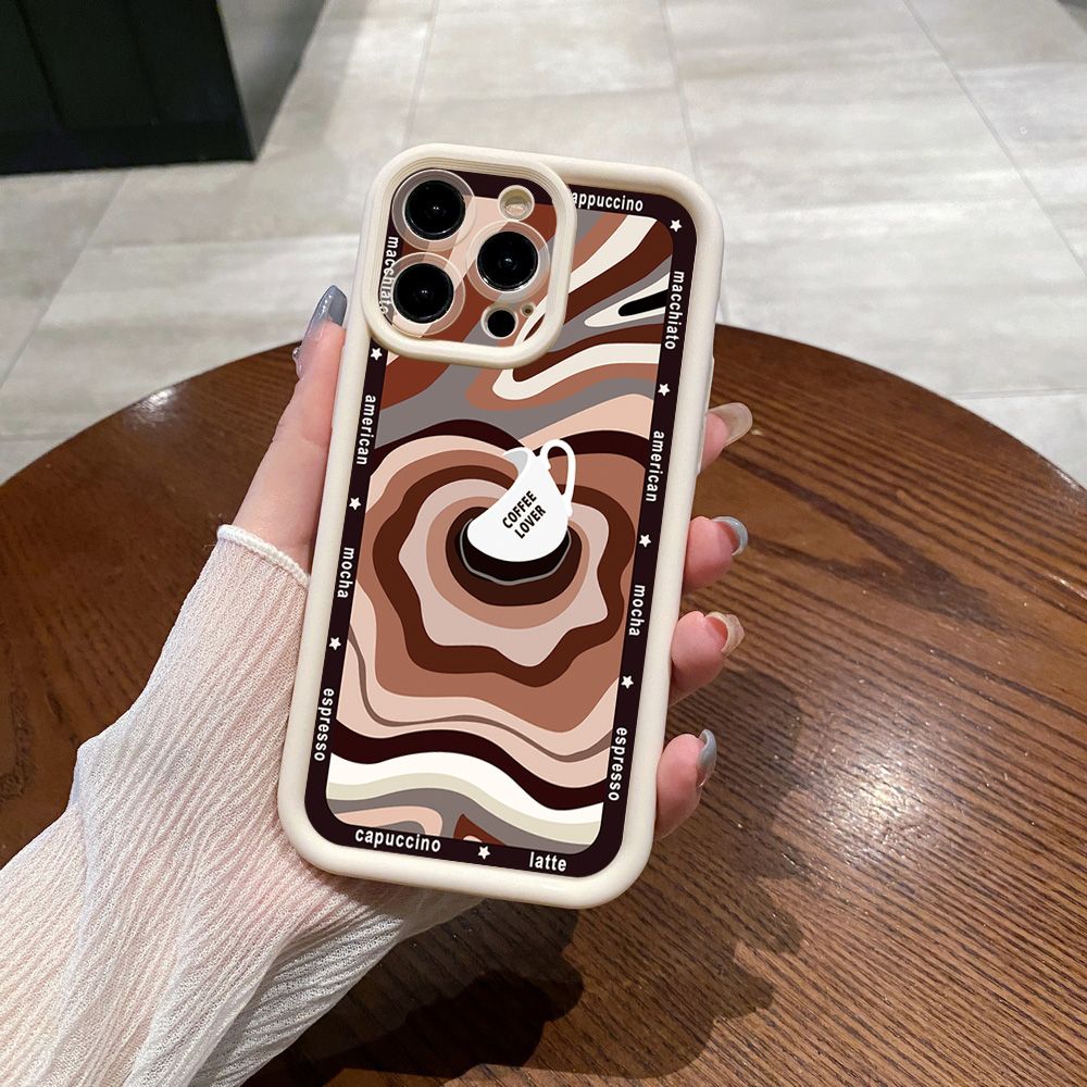 for iPhone 15 Pro Max 14 Plus 13 12 11 XR 8 7 SE 2022 XS Liquid Coffe Full Protective Phone Case Anti Drop Cover