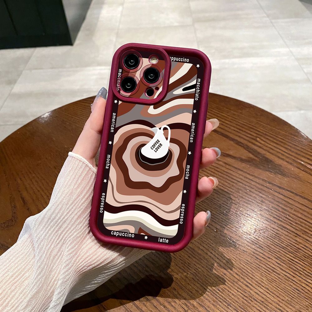 for iPhone 15 Pro Max 14 Plus 13 12 11 XR 8 7 SE 2022 XS Liquid Coffe Full Protective Phone Case Anti Drop Cover