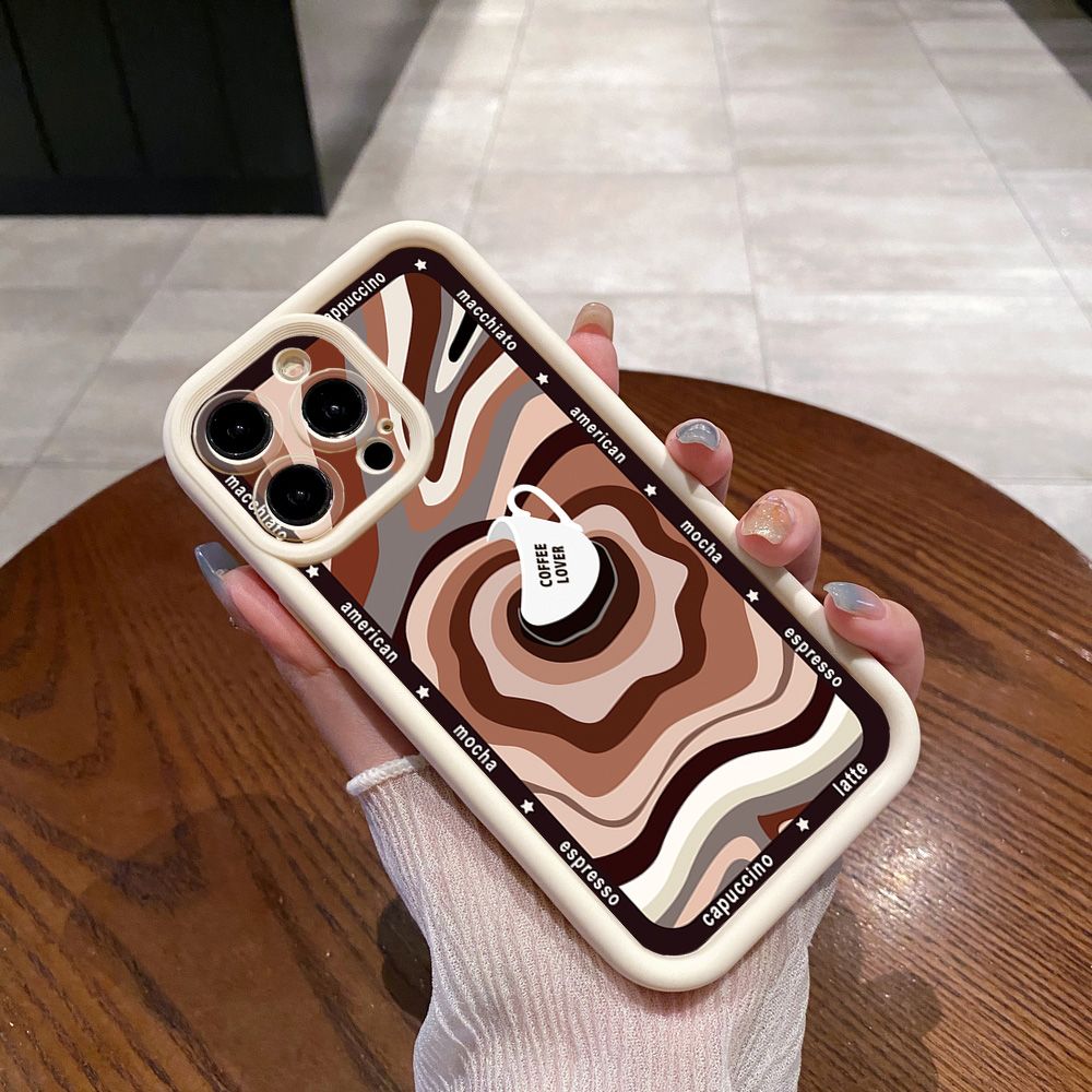 for iPhone 15 Pro Max 14 Plus 13 12 11 XR 8 7 SE 2022 XS Liquid Coffe Full Protective Phone Case Anti Drop Cover