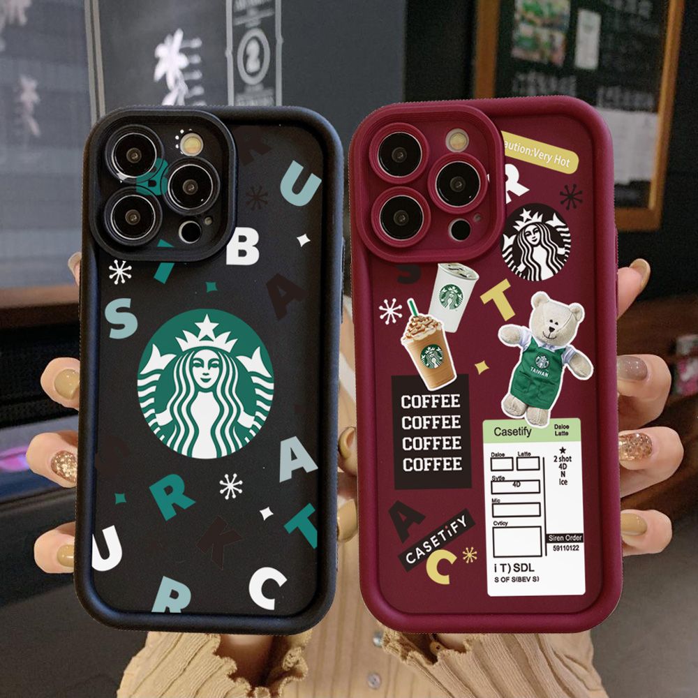 for Realme C67 C53 C51 Note 50 C21Y C25Y C33 C30 C35 9i Bears Starbucks Full Protective Phone Case Anti Drop Cover