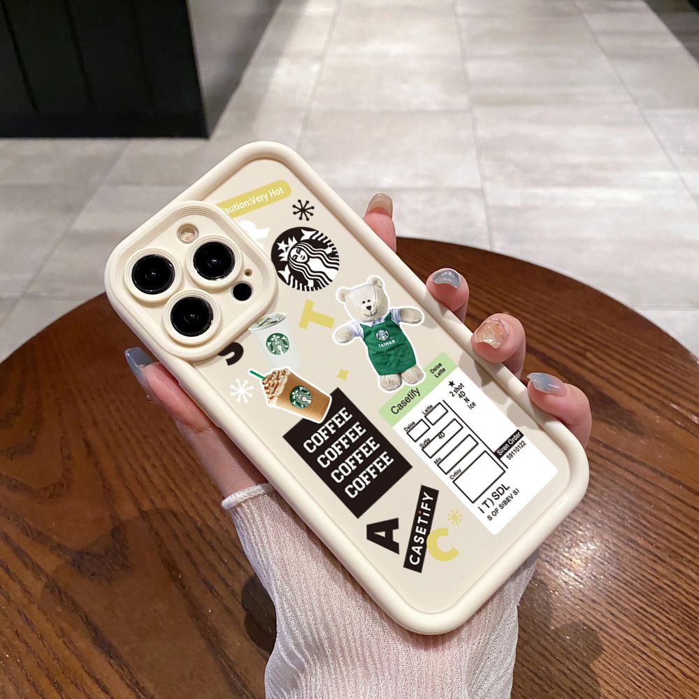 for Realme C67 C53 C51 Note 50 C21Y C25Y C33 C30 C35 9i Bears Starbucks Full Protective Phone Case Anti Drop Cover