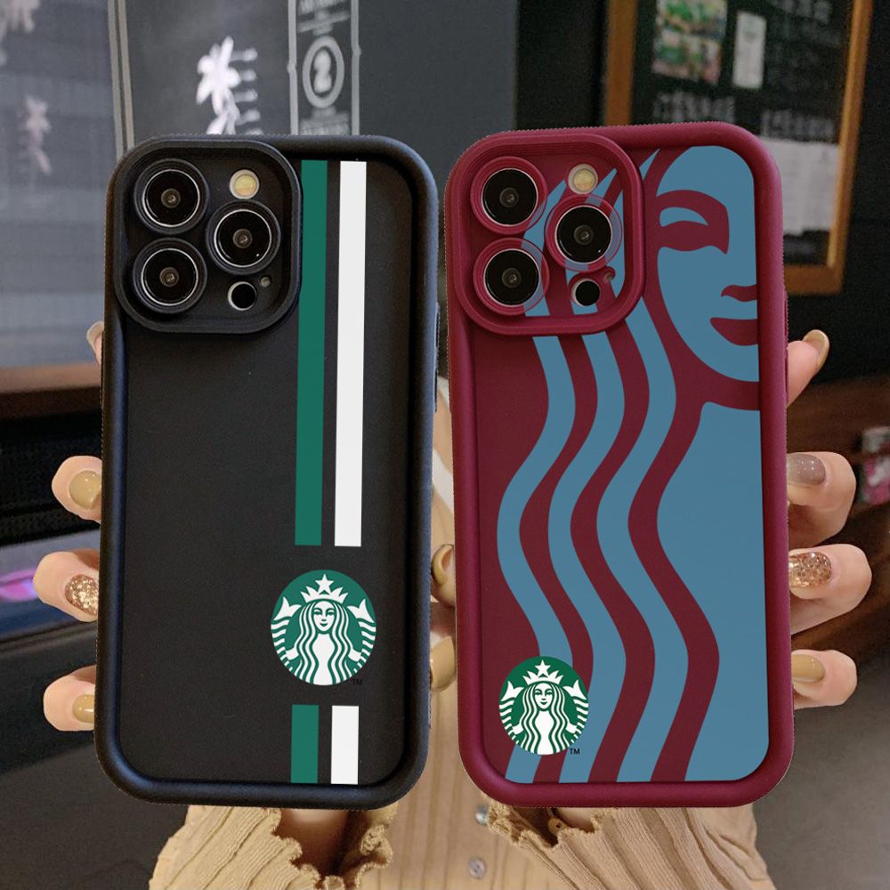 for iPhone 15 Pro Max 14 Plus 13 12 11 XR 8 7 SE 2022 XS Starbucks Full Protective Phone Case Anti Drop Cover