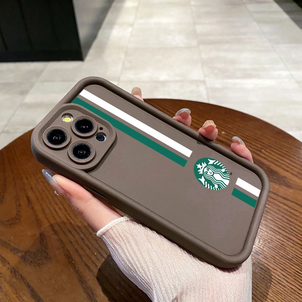 for iPhone 15 Pro Max 14 Plus 13 12 11 XR 8 7 SE 2022 XS Starbucks Full Protective Phone Case Anti Drop Cover