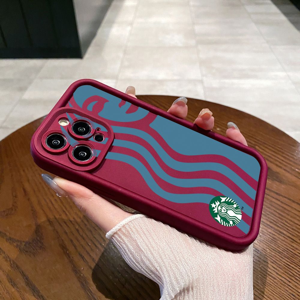 for iPhone 15 Pro Max 14 Plus 13 12 11 XR 8 7 SE 2022 XS Starbucks Full Protective Phone Case Anti Drop Cover