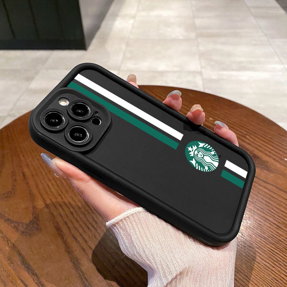for iPhone 15 Pro Max 14 Plus 13 12 11 XR 8 7 SE 2022 XS Starbucks Full Protective Phone Case Anti Drop Cover