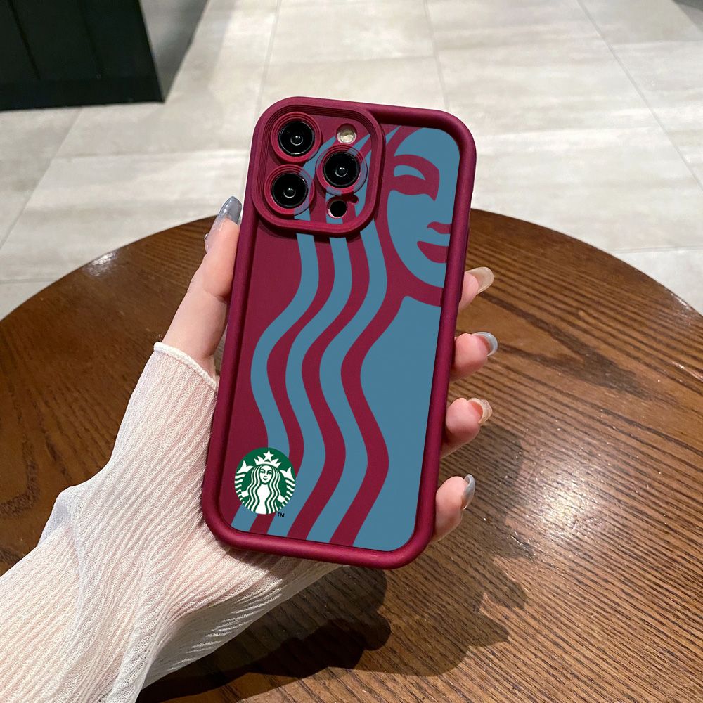 for iPhone 15 Pro Max 14 Plus 13 12 11 XR 8 7 SE 2022 XS Starbucks Full Protective Phone Case Anti Drop Cover