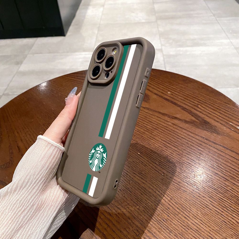 for iPhone 15 Pro Max 14 Plus 13 12 11 XR 8 7 SE 2022 XS Starbucks Full Protective Phone Case Anti Drop Cover