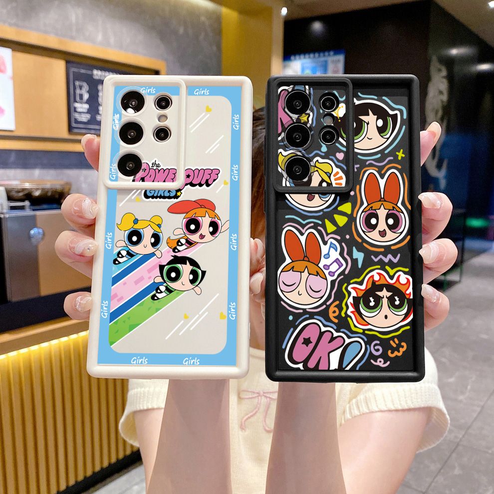 for Samsung Galaxy S24 S23 Ultra S22 Plus S21 FE S20 Powerpuff Girls Full Protective Phone Case Anti Drop Cover