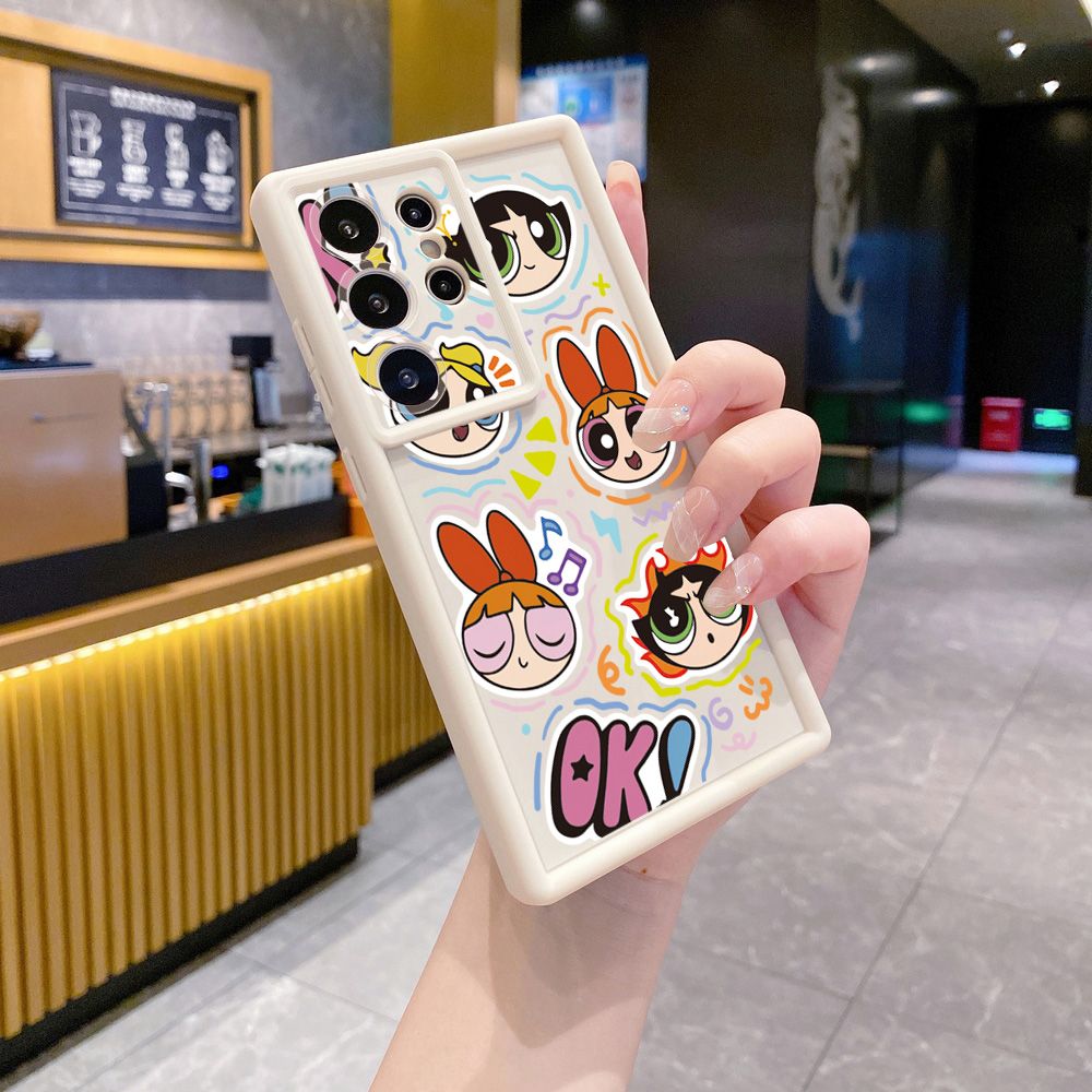 for Samsung Galaxy S24 S23 Ultra S22 Plus S21 FE S20 Powerpuff Girls Full Protective Phone Case Anti Drop Cover