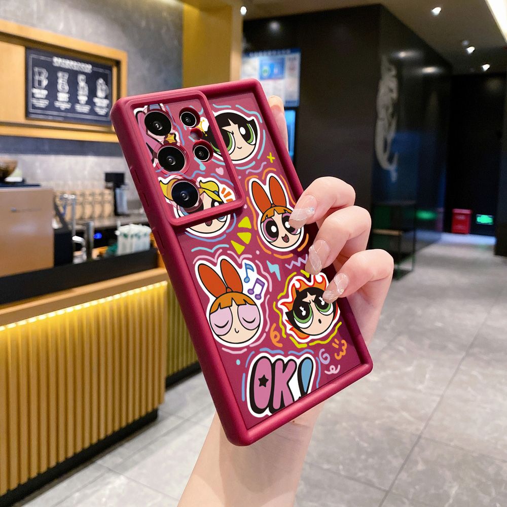 for Samsung Galaxy S24 S23 Ultra S22 Plus S21 FE S20 Powerpuff Girls Full Protective Phone Case Anti Drop Cover