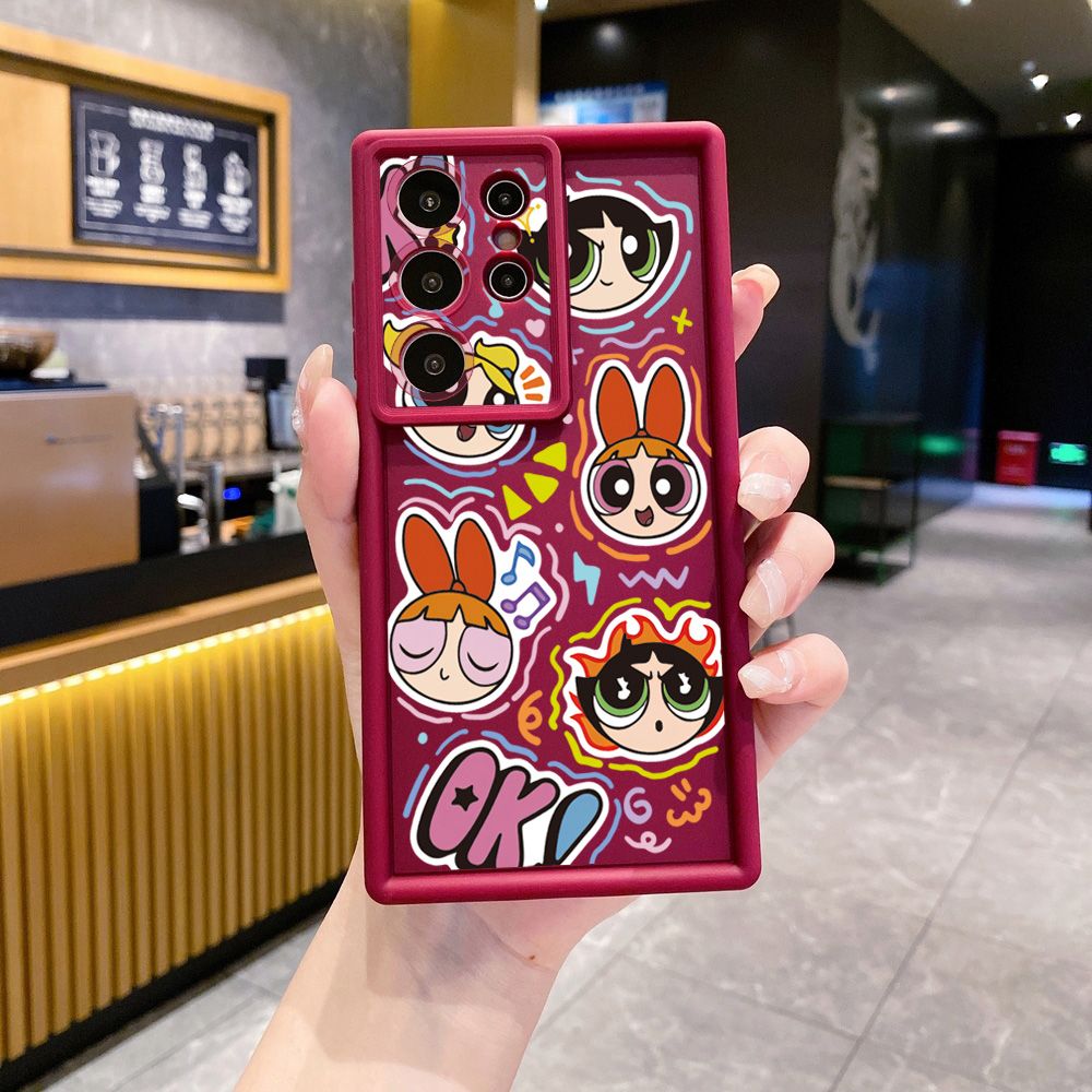 for Samsung Galaxy S24 S23 Ultra S22 Plus S21 FE S20 Powerpuff Girls Full Protective Phone Case Anti Drop Cover