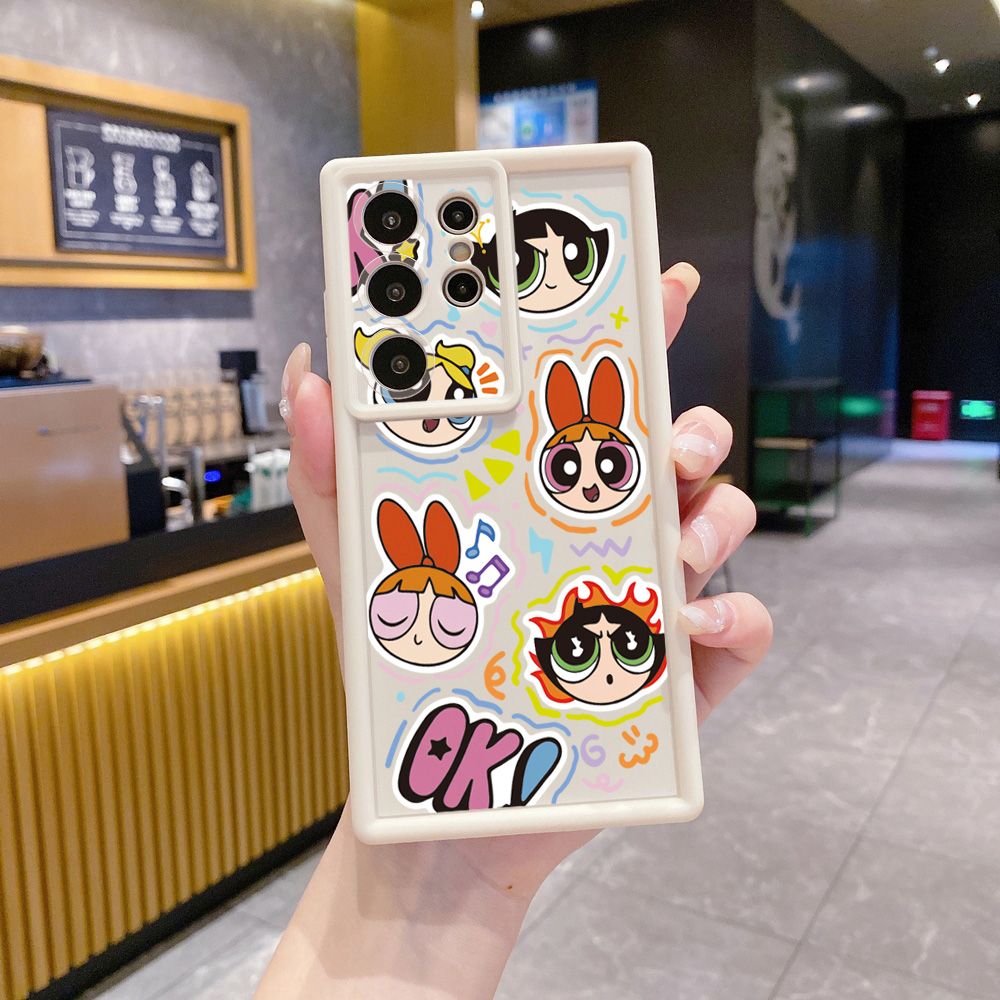 for Samsung Galaxy S24 S23 Ultra S22 Plus S21 FE S20 Powerpuff Girls Full Protective Phone Case Anti Drop Cover