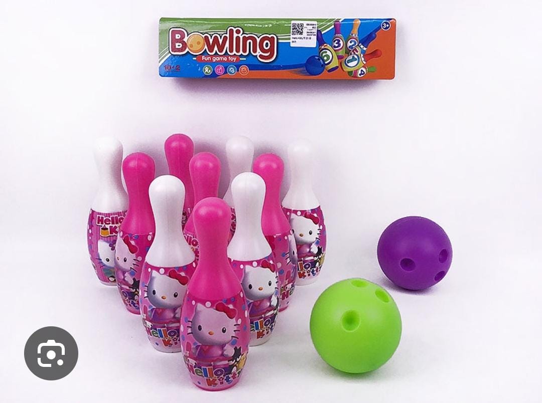 Hello kitty Bowling Set Indoor & Outdoor Fun Game, Hello Kitty Bowling Set. Very cute bowling set for kids, plastic kids bowling set. Cartoon Bowling PlaySet for Kids