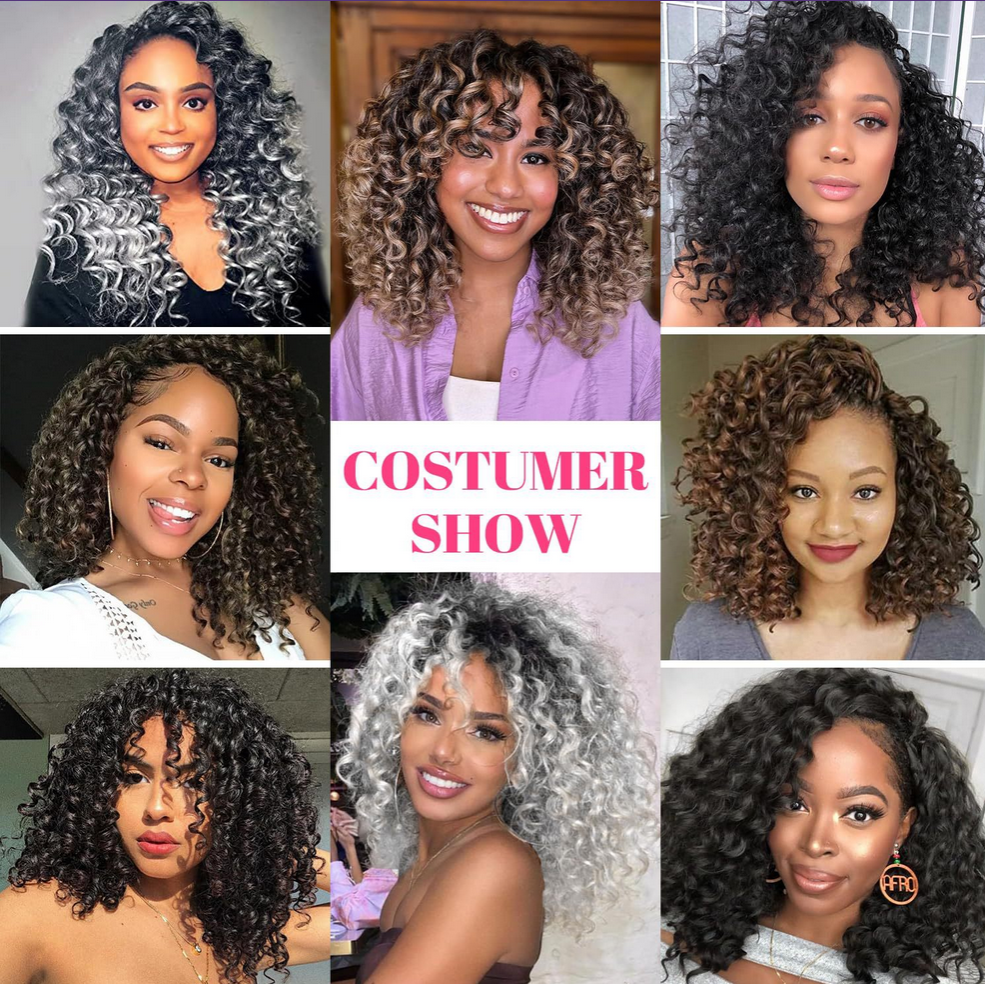 Short Africa Curly Crochet Hair Synthetic Hair Wig extension Ocean Wave Short Hair