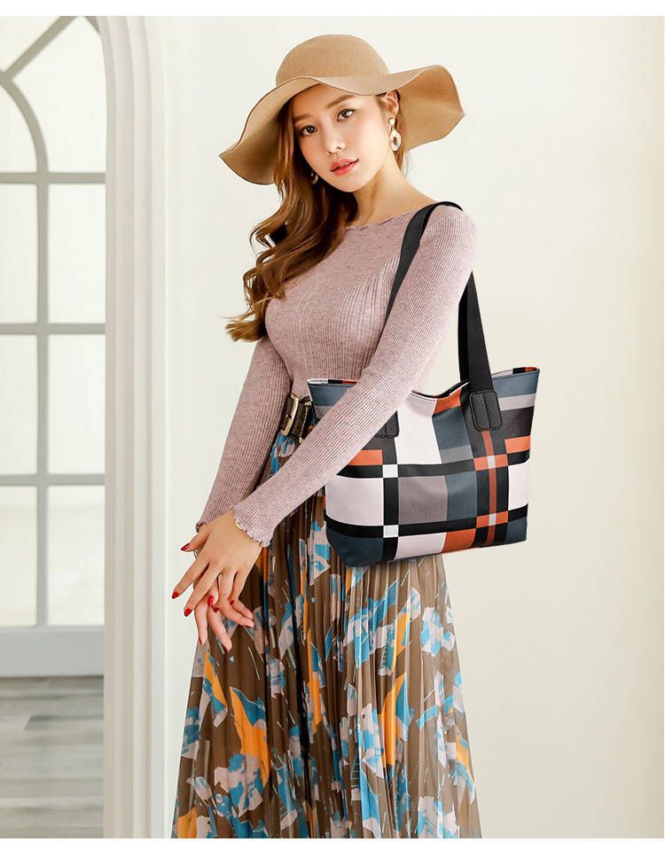 Hot selling tote bag fashionable shoulder bag large capacity handbag  commuting bag grid bag
Son Big Bag Girl