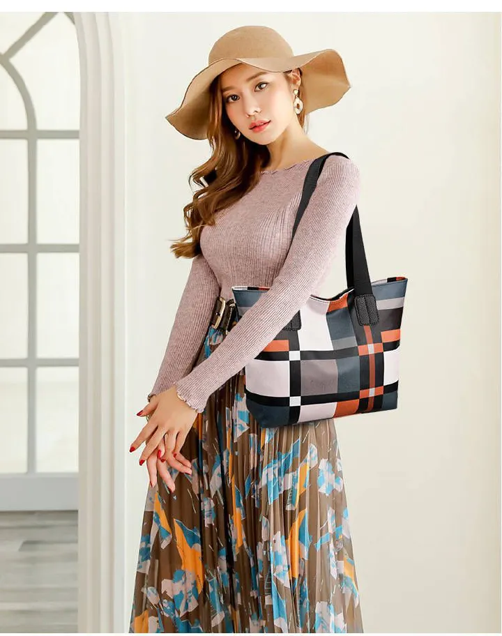 Hot selling tote bag fashionable shoulder bag large capacity handbag  commuting bag grid bag
Son Big Bag Girl