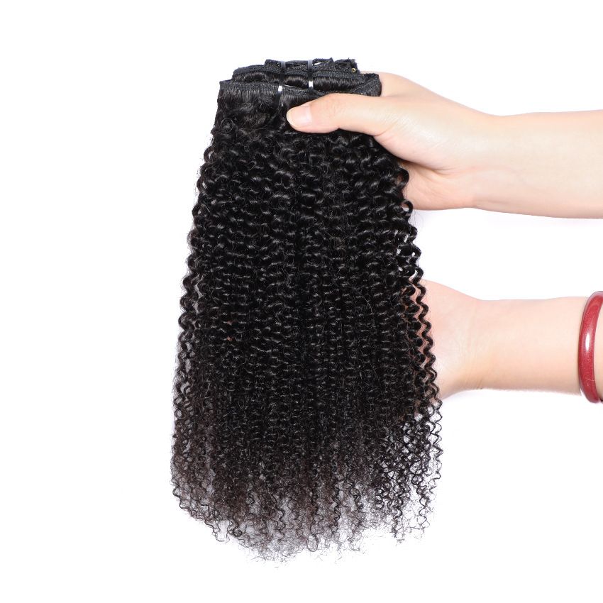 100% Real Human Hair 8pcs Set Afro Kinky curly Clip In Human Hair