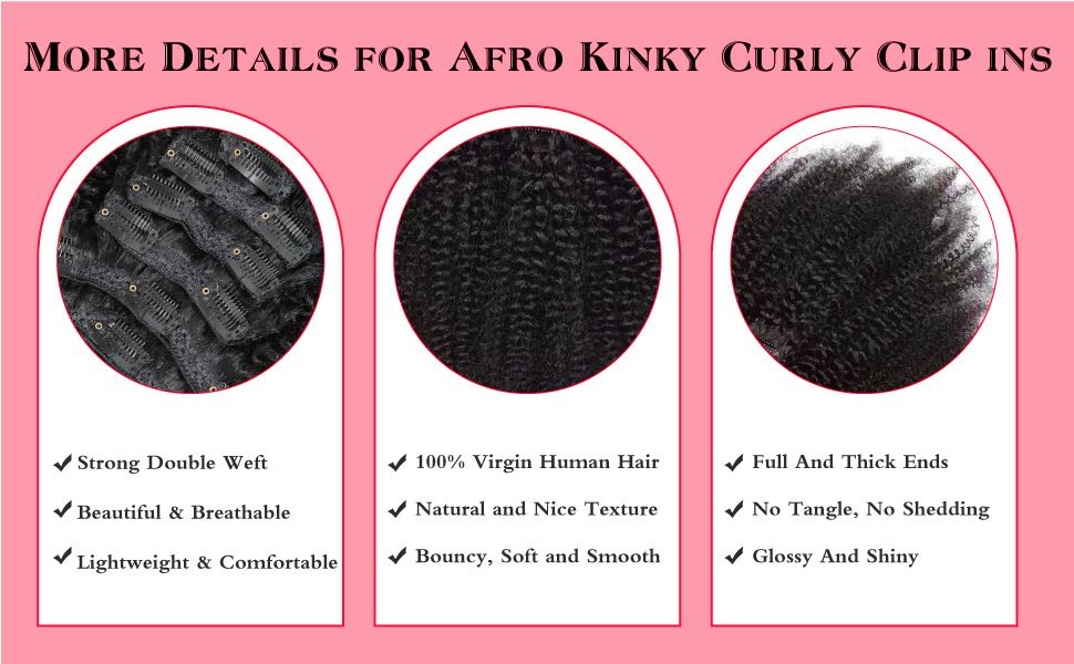 100% Real Human Hair 8pcs Set Afro Kinky curly Clip In Human Hair