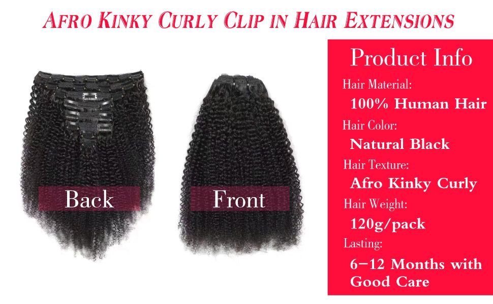 100% Real Human Hair 8pcs Set Afro Kinky curly Clip In Human Hair