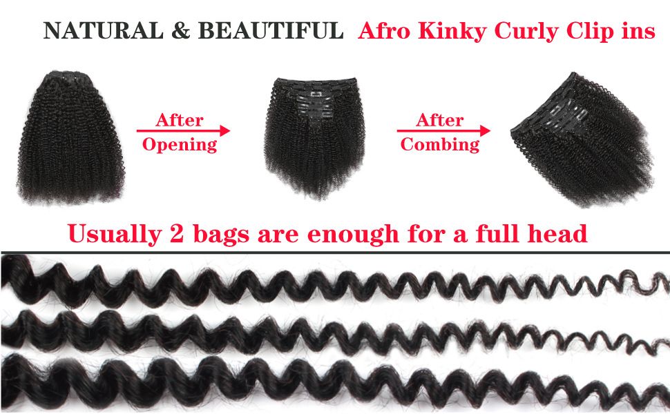 100% Real Human Hair 8pcs Set Afro Kinky curly Clip In Human Hair