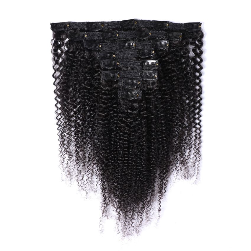 100% Real Human Hair 8pcs Set Afro Kinky curly Clip In Human Hair