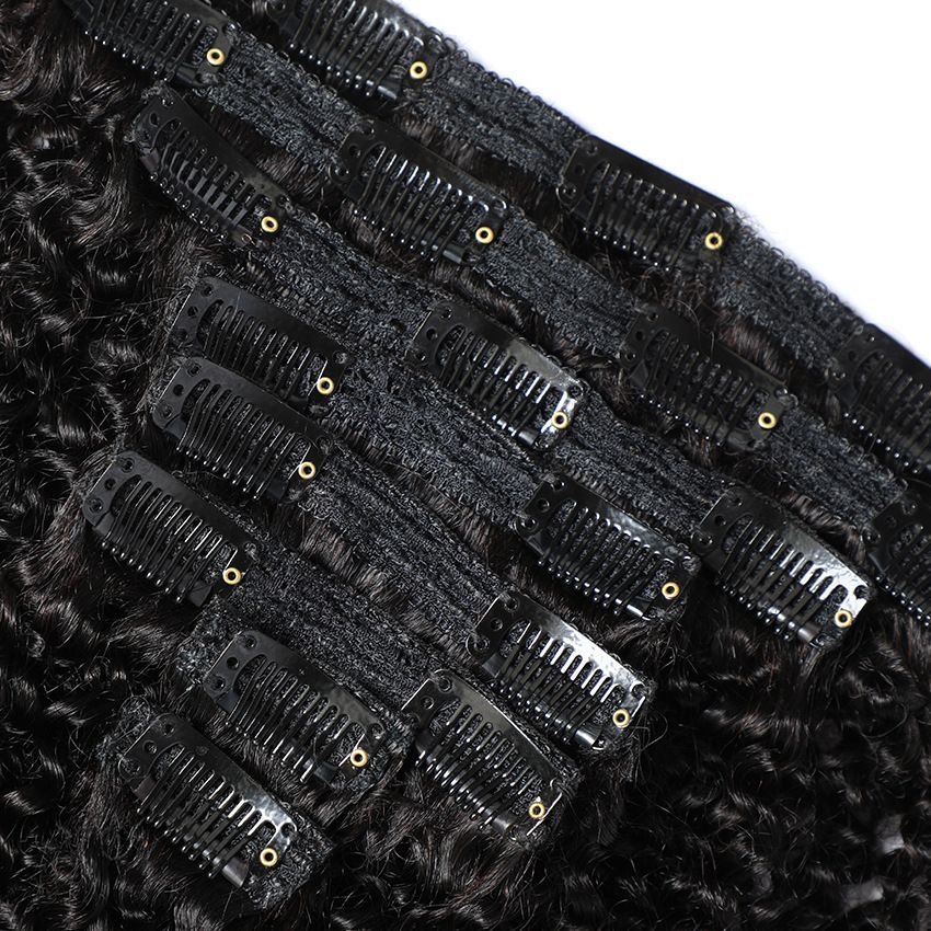 100% Real Human Hair 8pcs Set Afro Kinky curly Clip In Human Hair