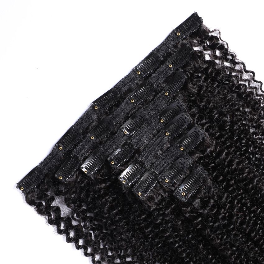 100% Real Human Hair 8pcs Set Afro Kinky curly Clip In Human Hair
