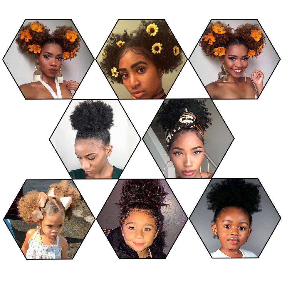 Africa hair wig 10cm wig chignon sythentic hair fluffy chignon hair bun small curly hair chignon hair bun for kids