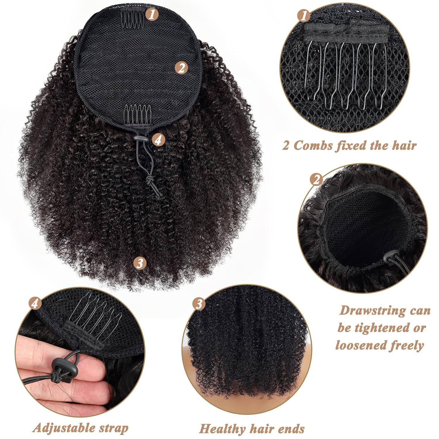 Hot selling African small roll drawstring ponytail Kinky Curly short hair wig ponytail