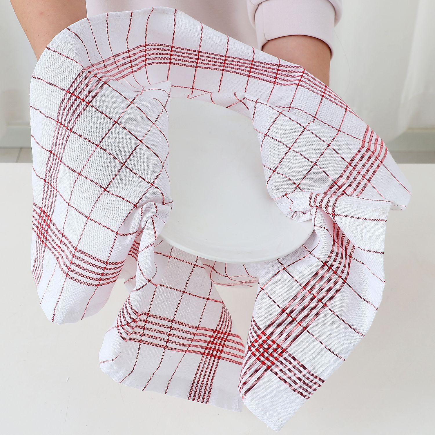 Polyester cotton blended plain cloth for kitchen dish washing towels and cloths