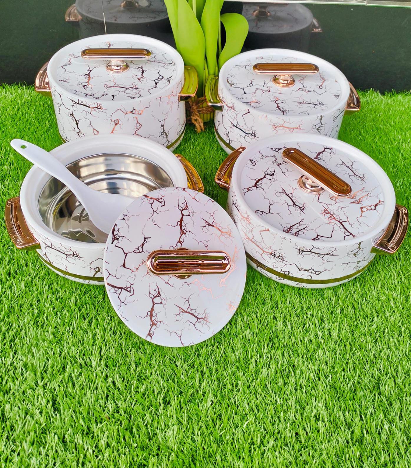 Set of 4pcs high quality insulated kitchen hotpots...keeps food hot and fresh for 1-6hrs