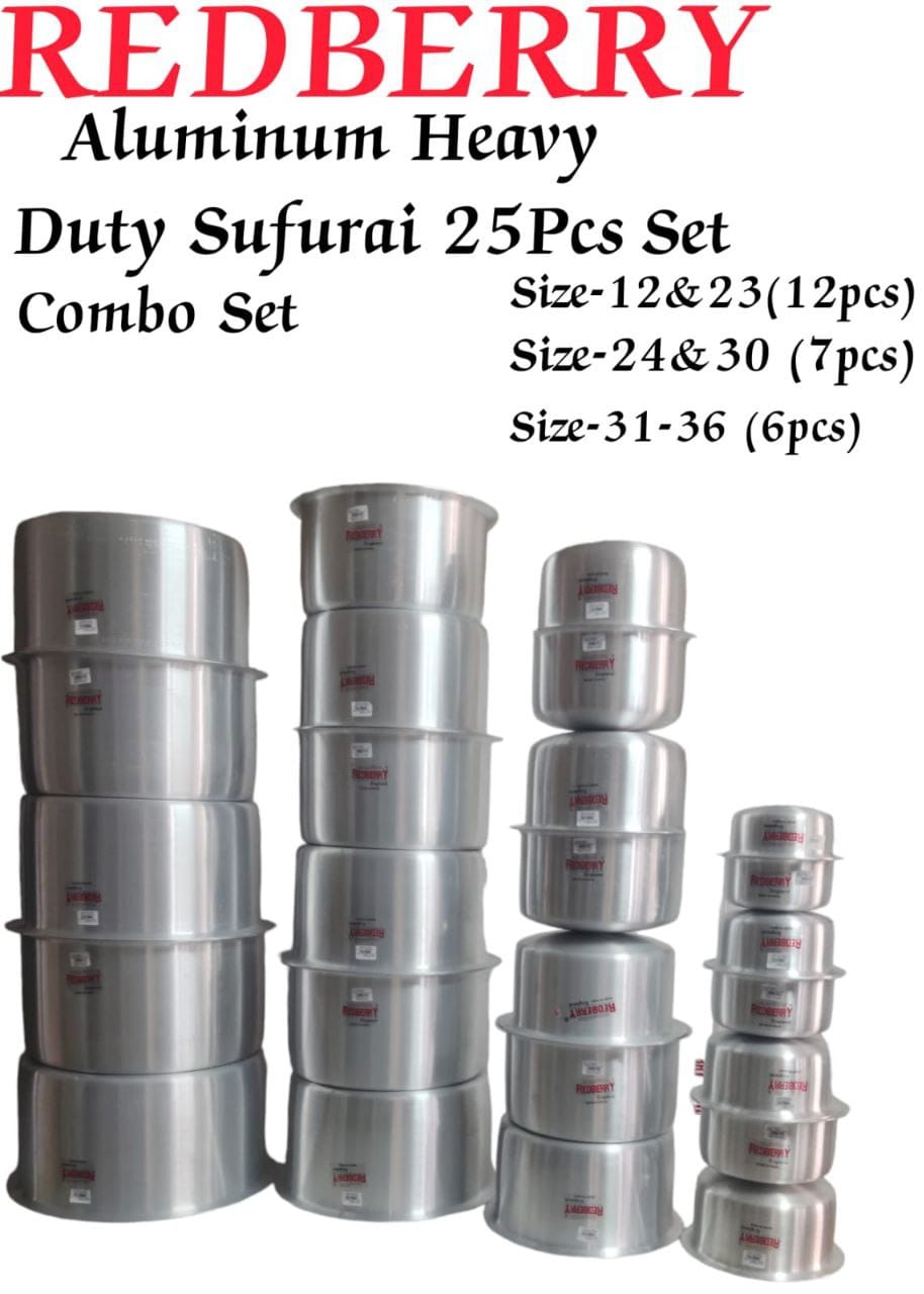 25pcs heavy duty aluminium kitchen cooking sufurias