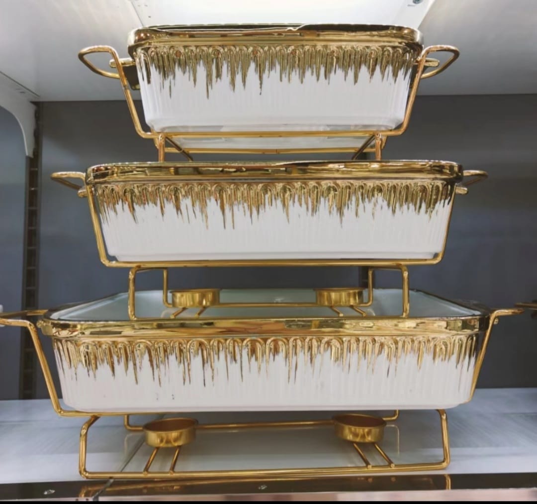 Set of 3pcs high quality kitchen ceramic chaffing dishes