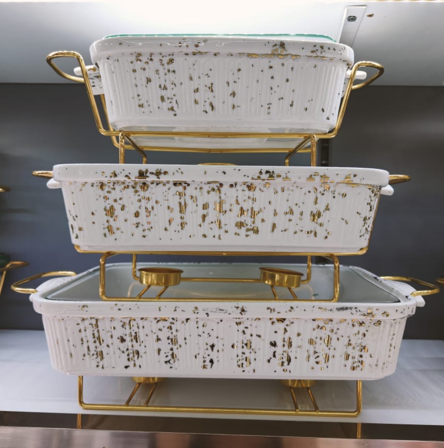 Set of 3pcs high quality kitchen ceramic chaffing dishes