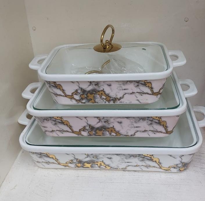 Set of 3pcs high quality kitchen ceramic chaffing dishes