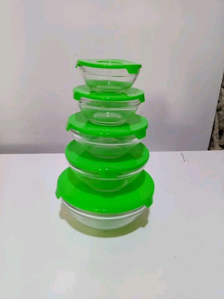 10pcs High Quality Microwave Friendly Kitchen Glass Storage Bowls Set – Includes 5 Glass Bowls & 5 Lids for Meal Prep, Food Storage, and Easy Reheating
