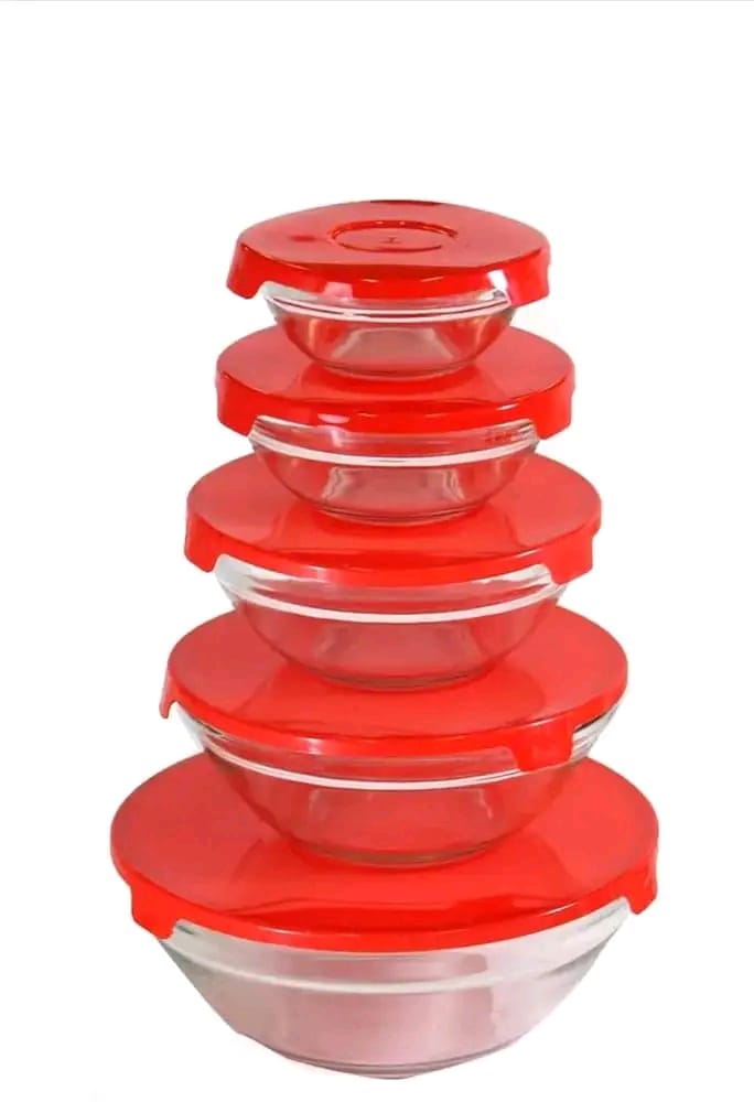 10pcs High Quality Microwave Friendly Kitchen Glass Storage Bowls Set – Includes 5 Glass Bowls & 5 Lids for Meal Prep, Food Storage, and Easy Reheating